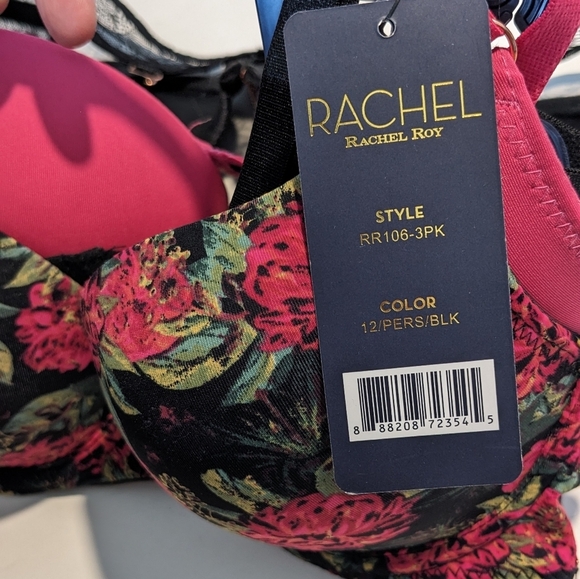 NWT RACHEL Roy 3 Pack Push Up Bra Set Pink Black Floral Size 34B Bundle - Picture 8 of 8